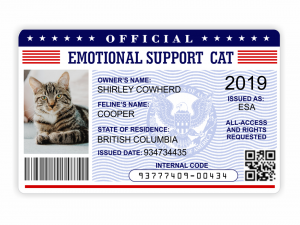 Holographic Custom Emotional Support Animal Feline/Cat ID With Registration  To Service Animal Registry QR Code Ready .ng