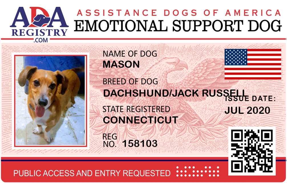 Emotional Support Dog Registration for Mason | ADA Assistance Dog Registry