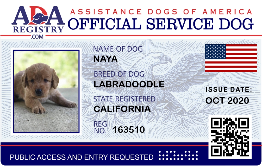 Service Dog Registration for Naya | ADA Assistance Dog Registry