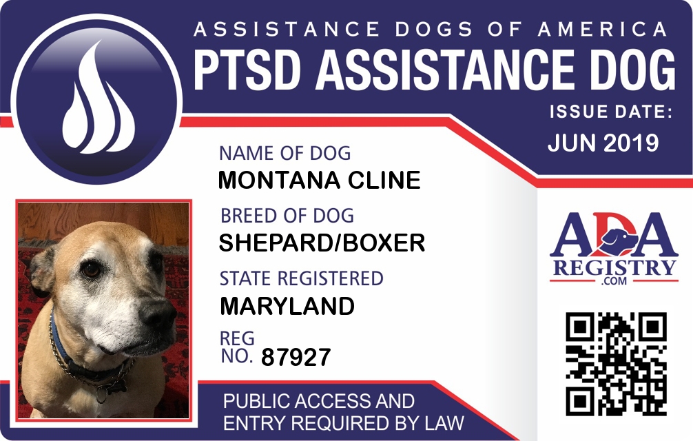 Emotional Support Dog Registration for Montana Cline ADA