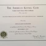 AKC CGC Title Certificate