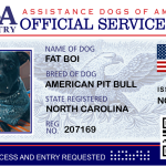 Official ADA Service Dog ID Card